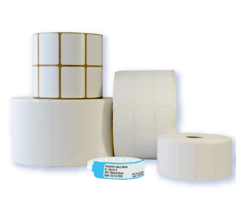 Rollo de etiquetas adhesivas blancas de Syslabels, t ideal para impresión personalizada y aplicaciones industriales termicas